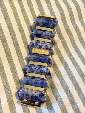 Rustic Cuff Charay Gold Sodalite Stone Bracelet